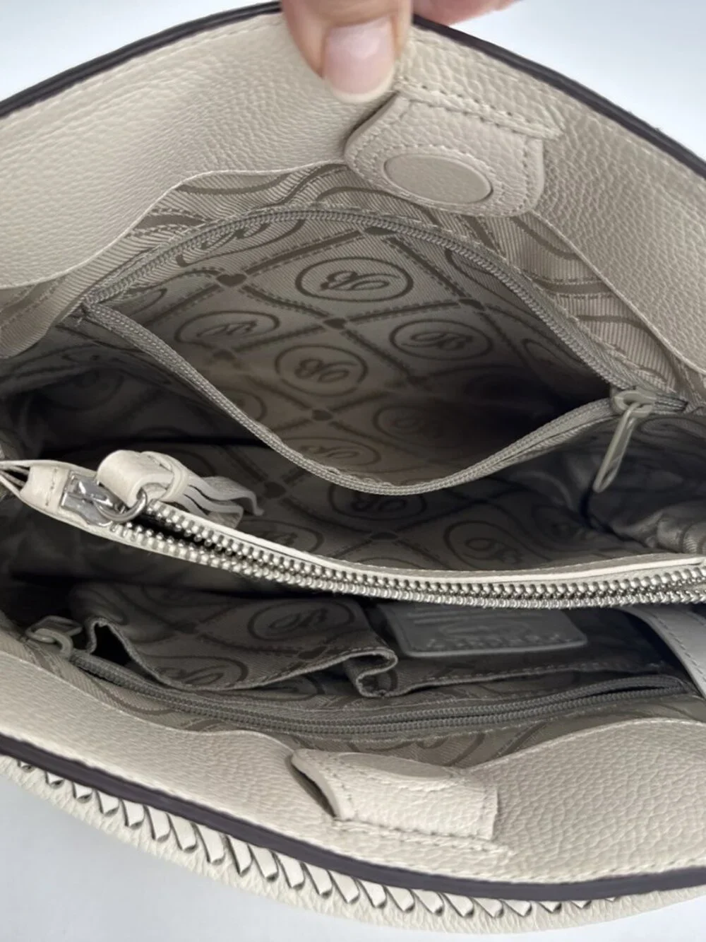 BRIGHTON Purse Ferrara Collection Noelle Cream Handbag Shoulder Pebbled Leather - Picture 2 of 13